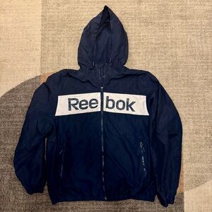 Reebok - Dark Blue Fleece Lined Hooded Windbreaker - 2XL